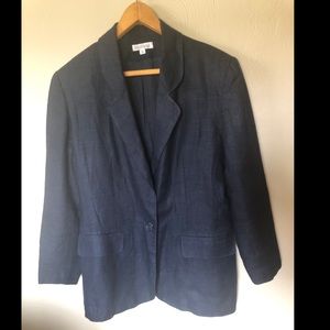 Ann Taylor Blue Denim 100% Linen Blazer 10